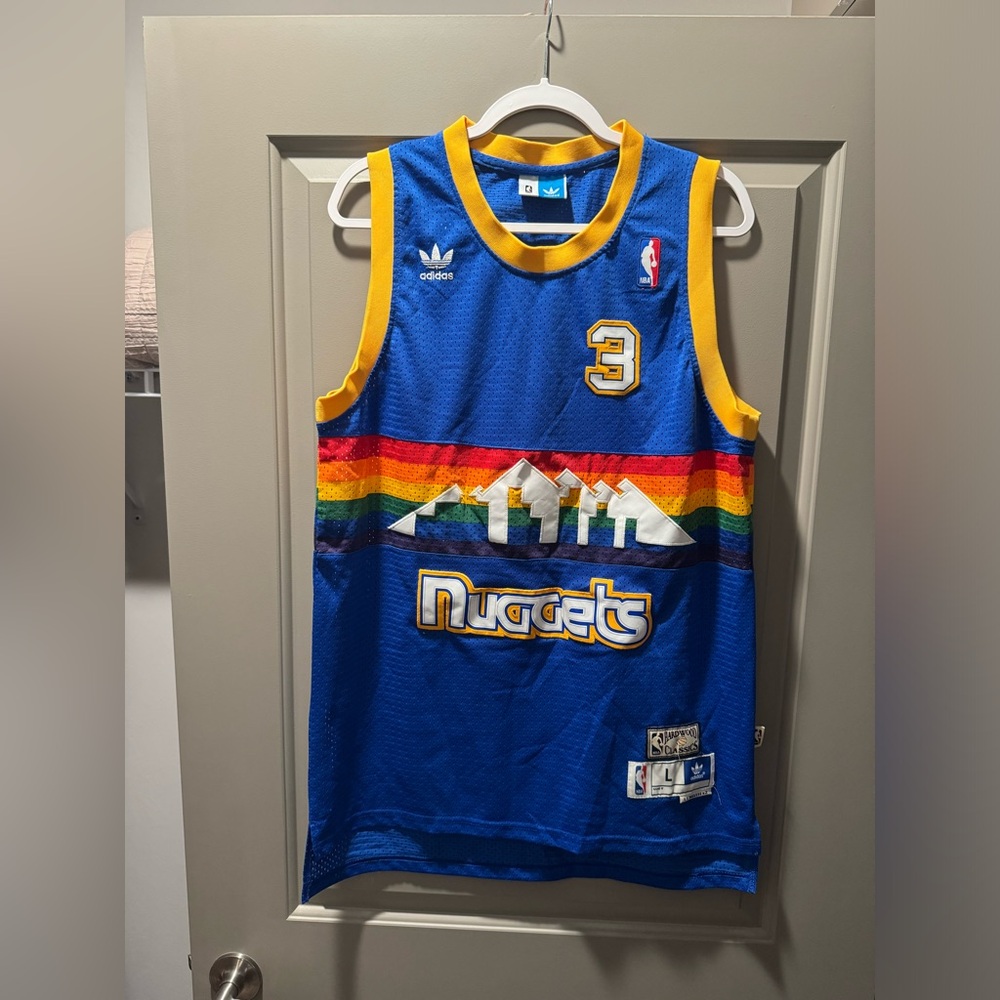 Adidas Iverson Denver Nuggets Hardwood Classic Rainbow Edition Jersey Size L